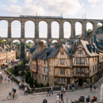 Vue du centre-ville historique de Morlaix pour transaction immobilière et notariale