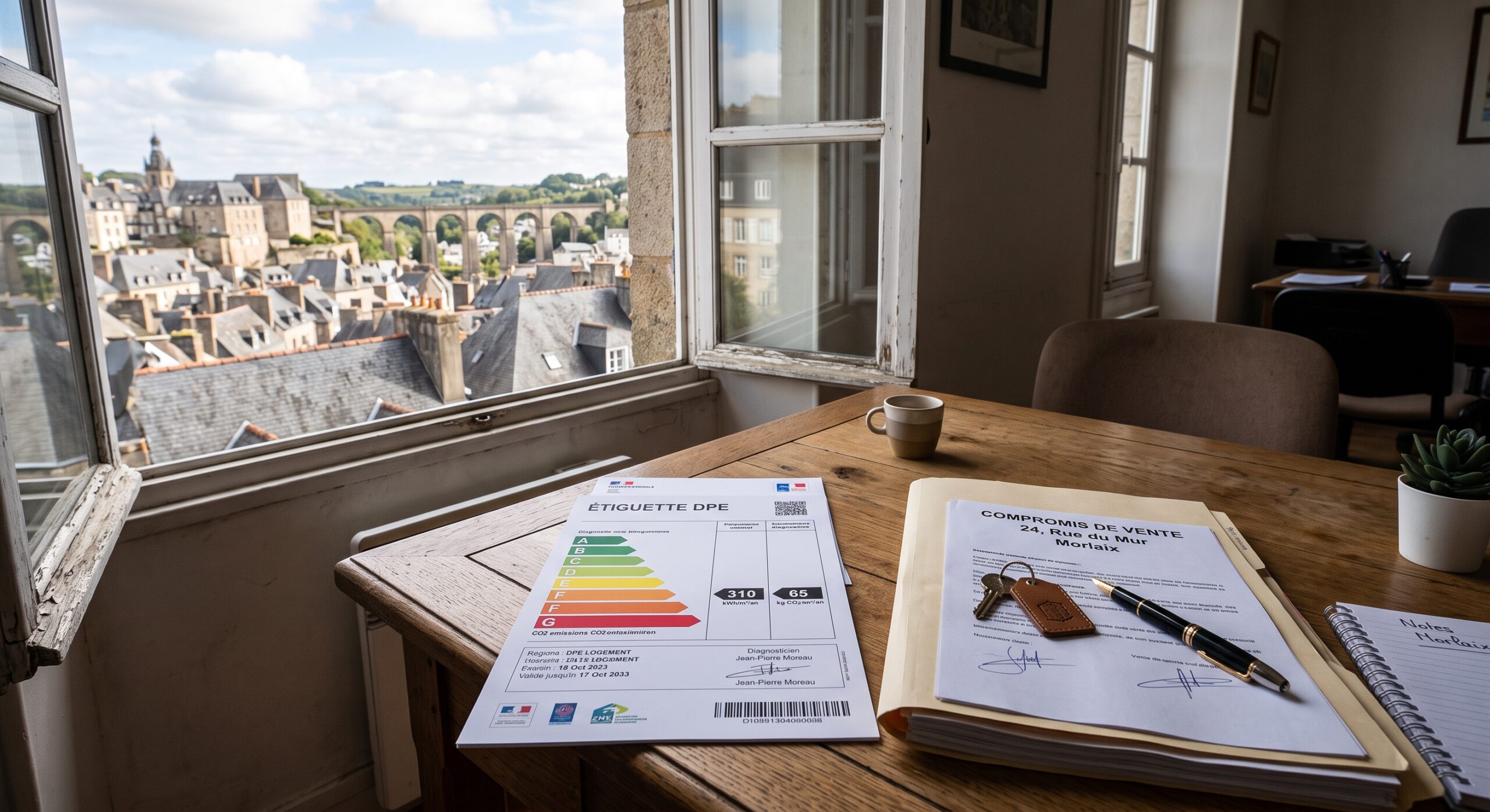 Diagnostic de performance energetique DPE et compromis de vente Office France Malepart Morlaix