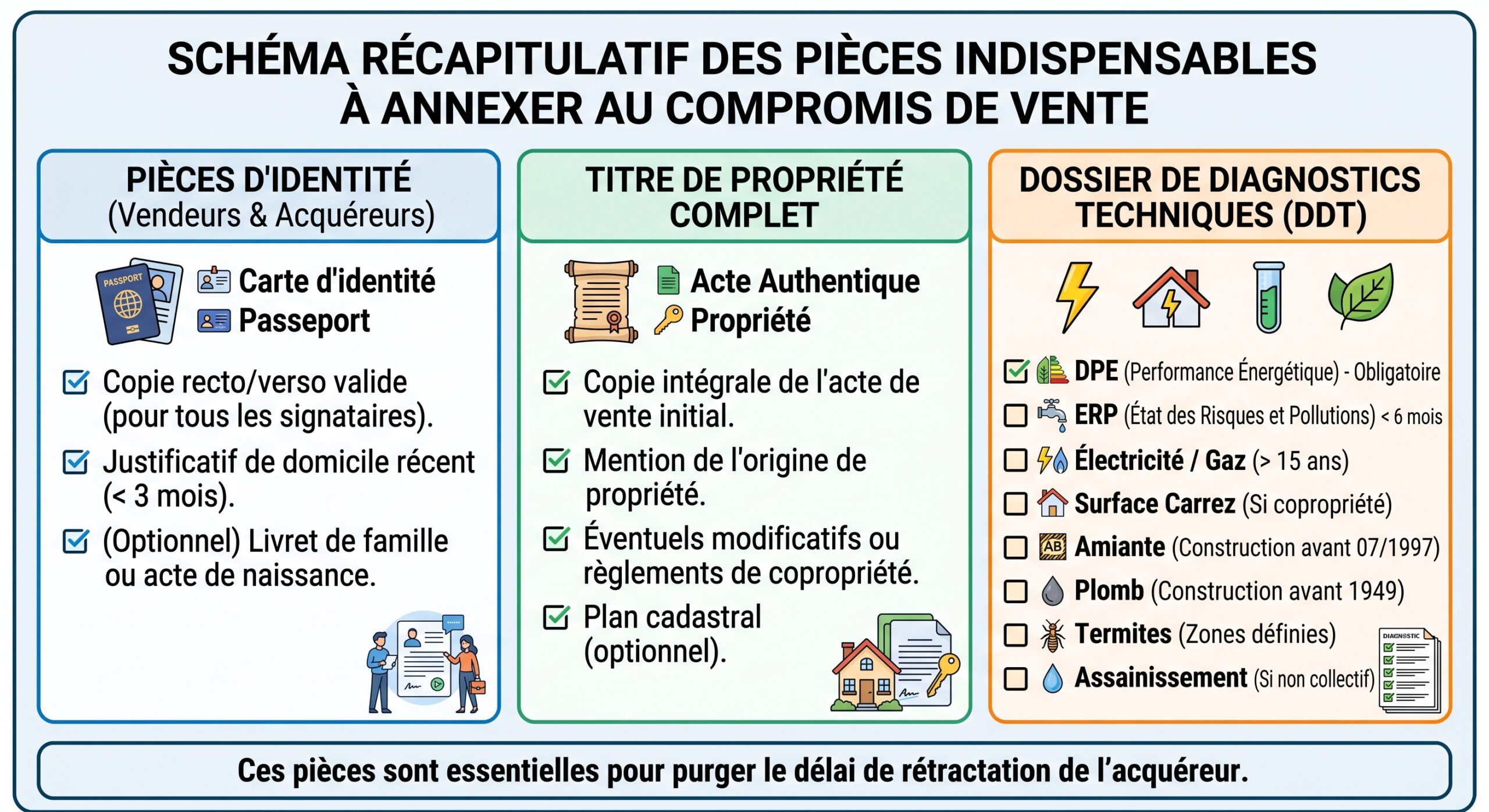 Synthese des documents a annexer au compromis de vente etude notariale France Malepart Morlaix